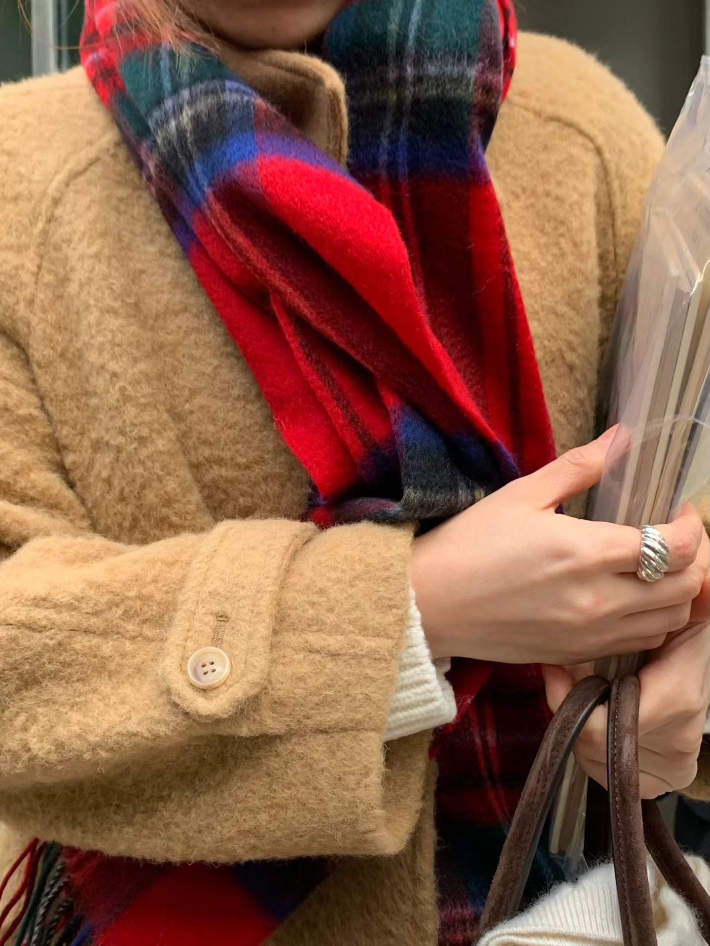 Ounce check wool muffler-3col