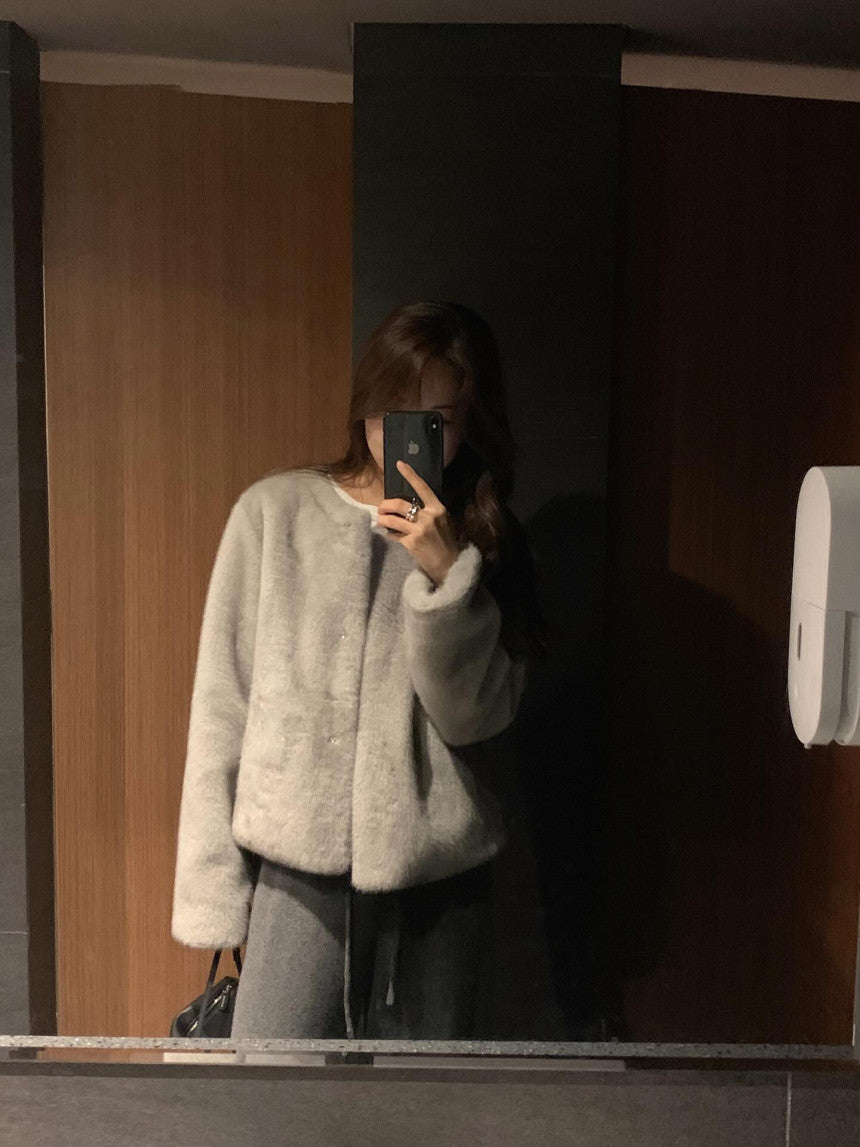 liter sand mink fur jacket-2col