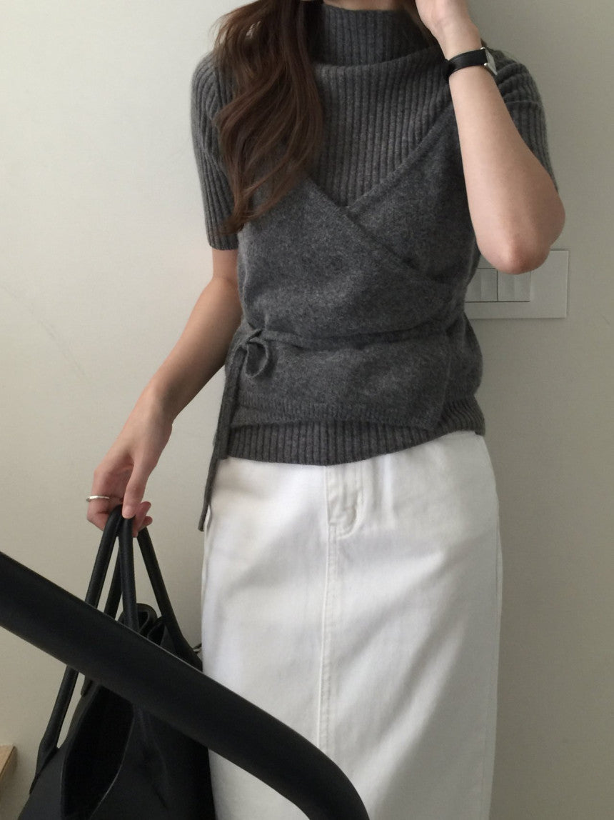 cashmere mockneck half knit-5col