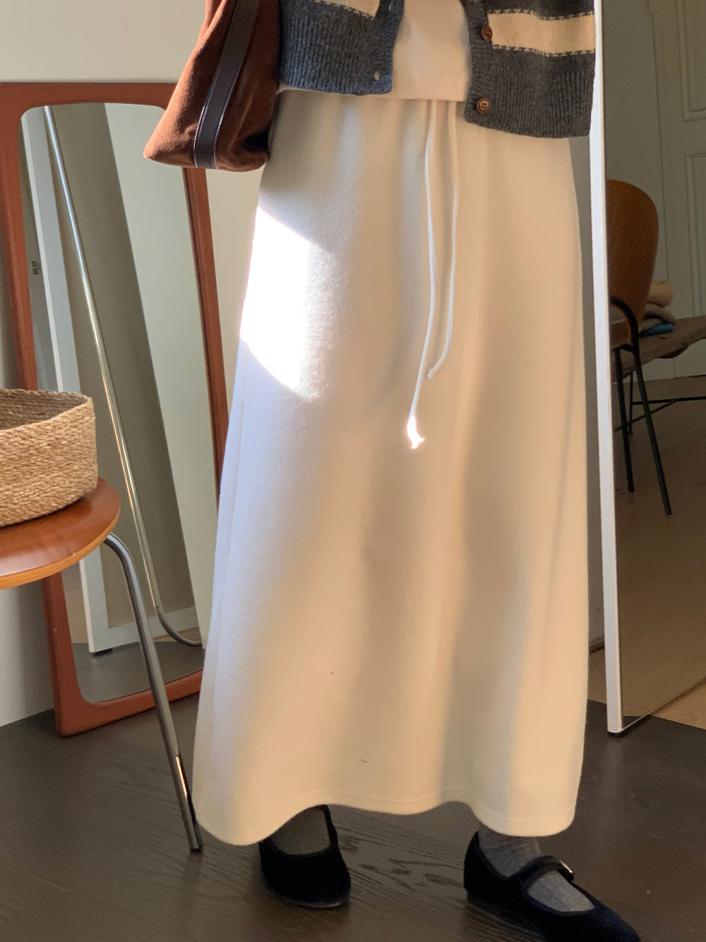 wool maxi skirt-3col