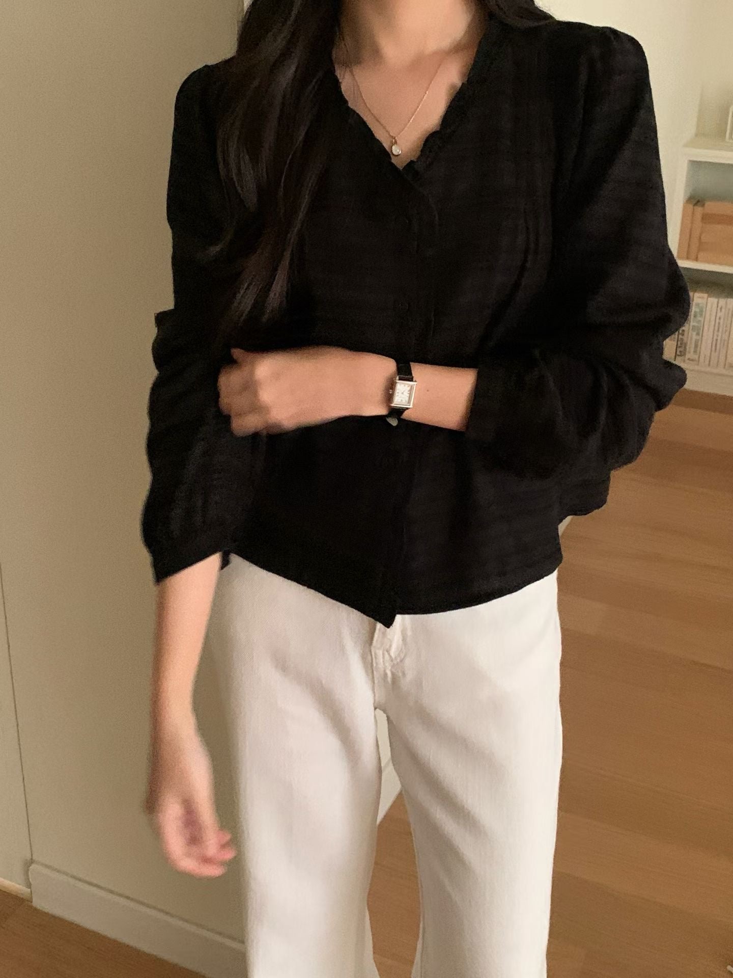 Plie frill gimo blouse-2col