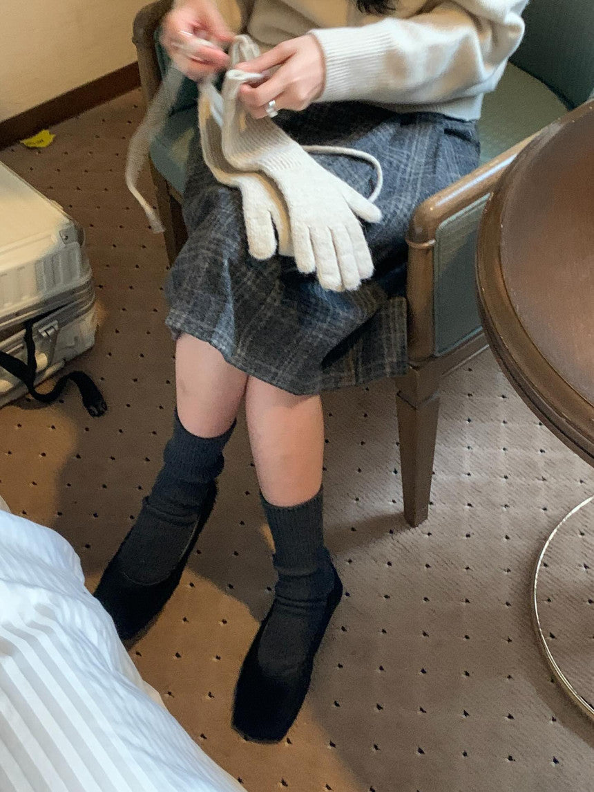 weev check wool skirt