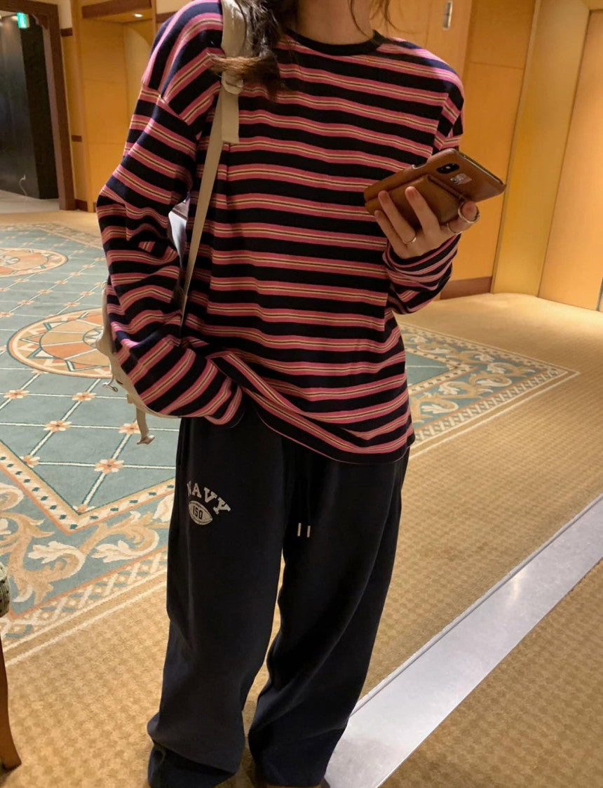 rugby print pants-3col