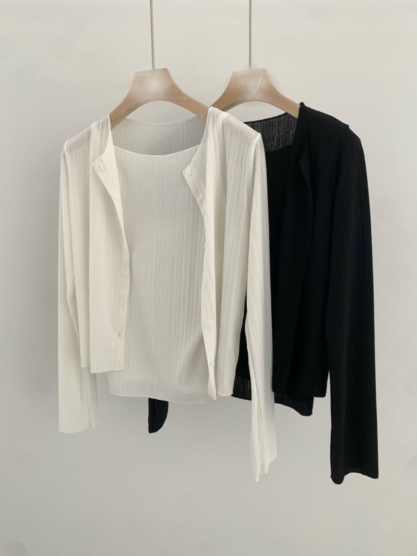 Very sleeveless&cardigan set-2col