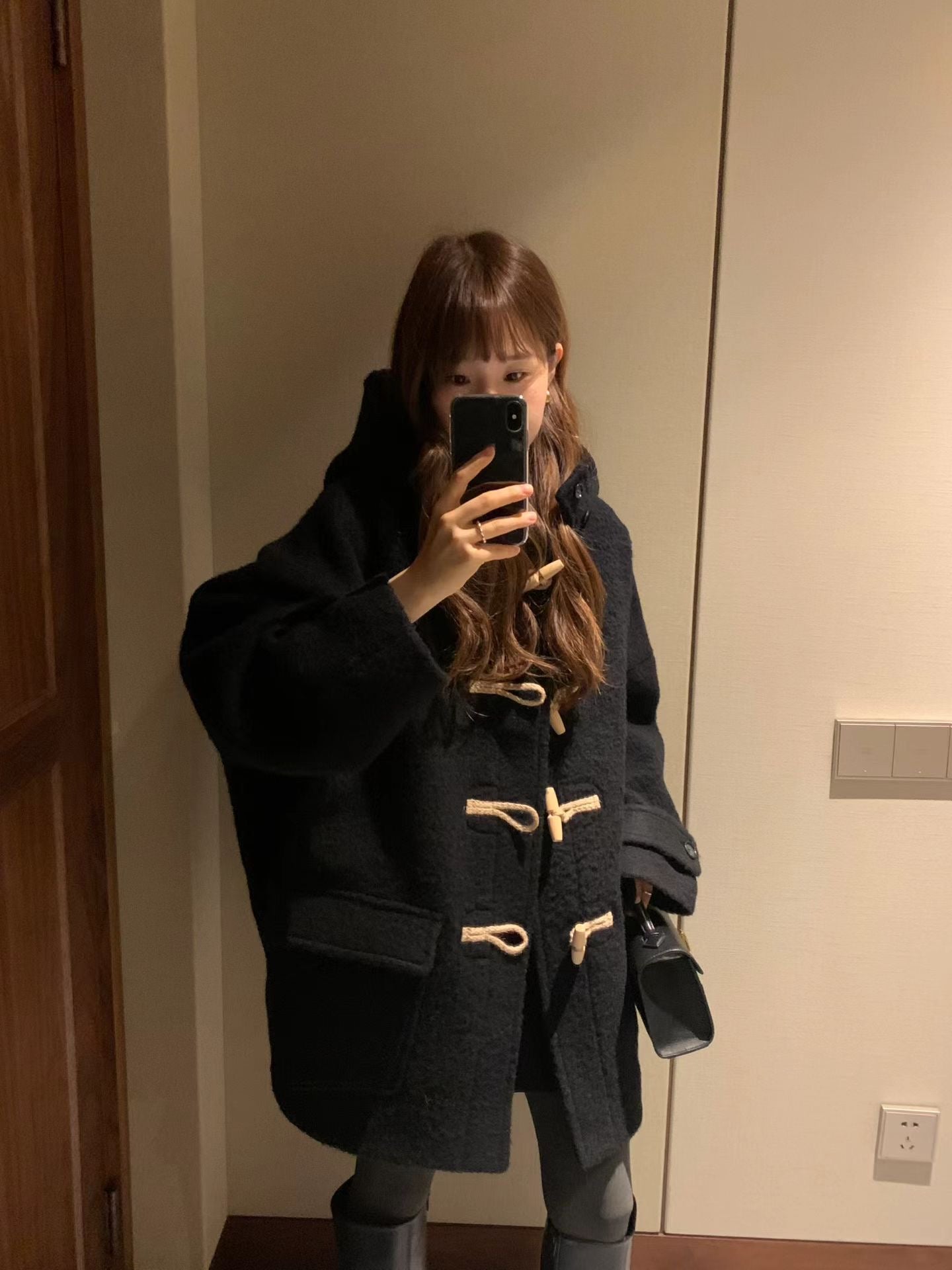 Ounce baby alpaca hood duffel coat-2col