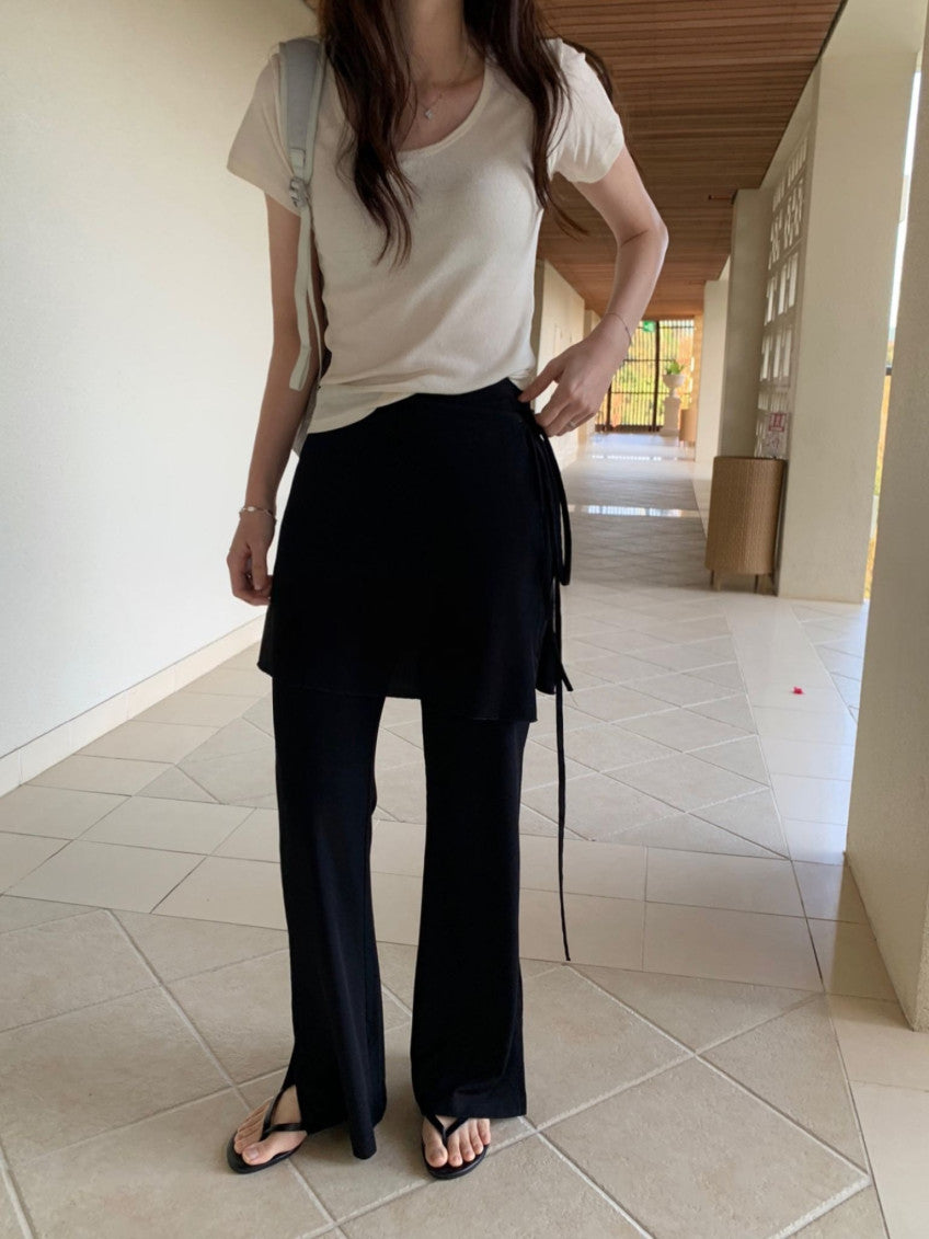 black wrap pants set
