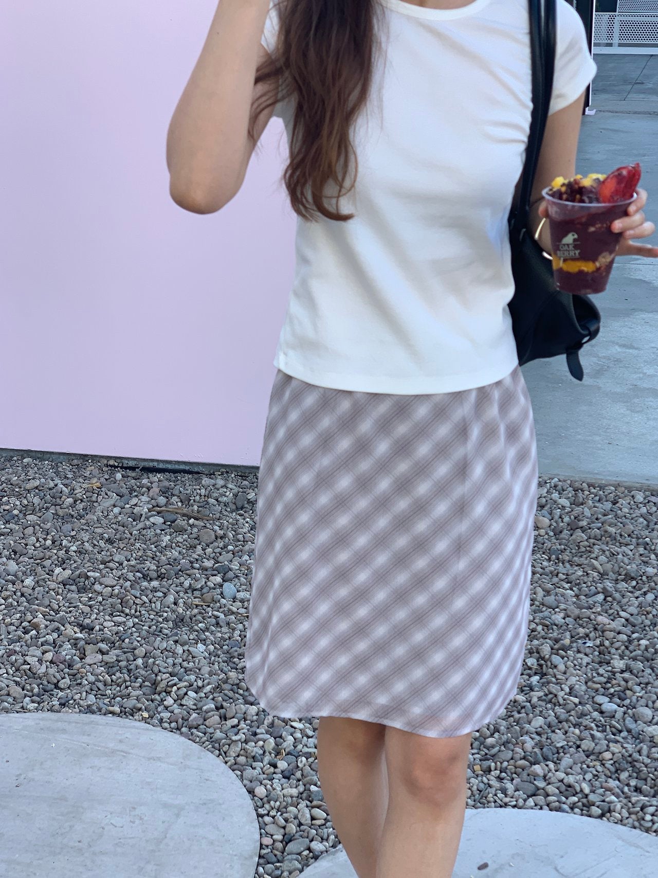 Loen check midi skirt-3col