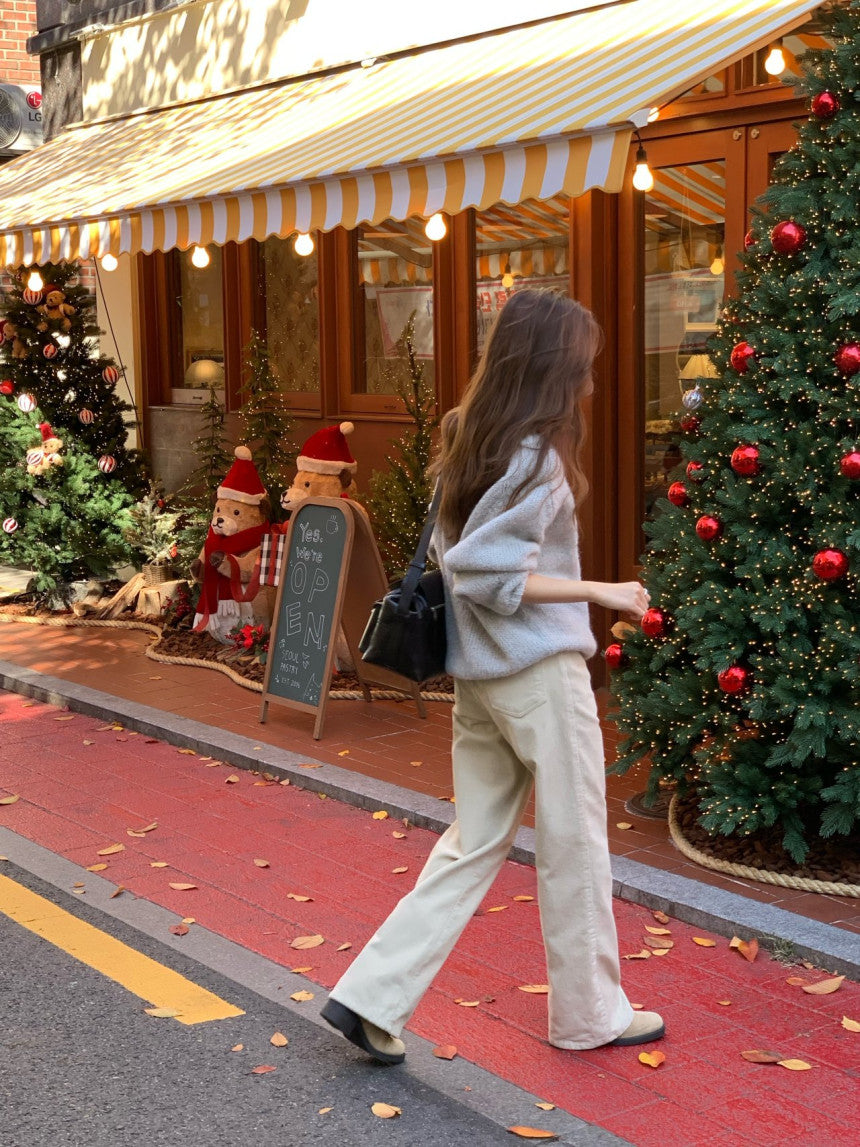 Rie corduroy straight pants-2col