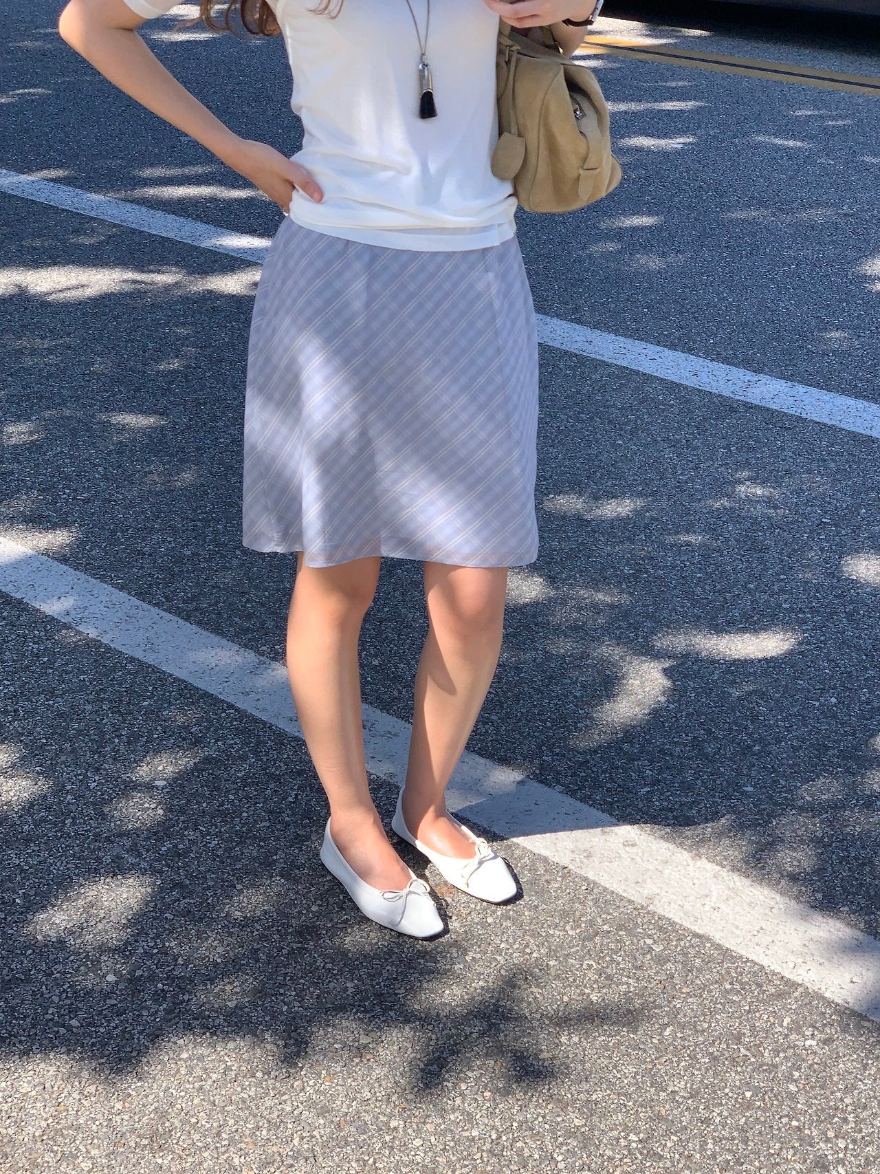 Loen check midi skirt-3col