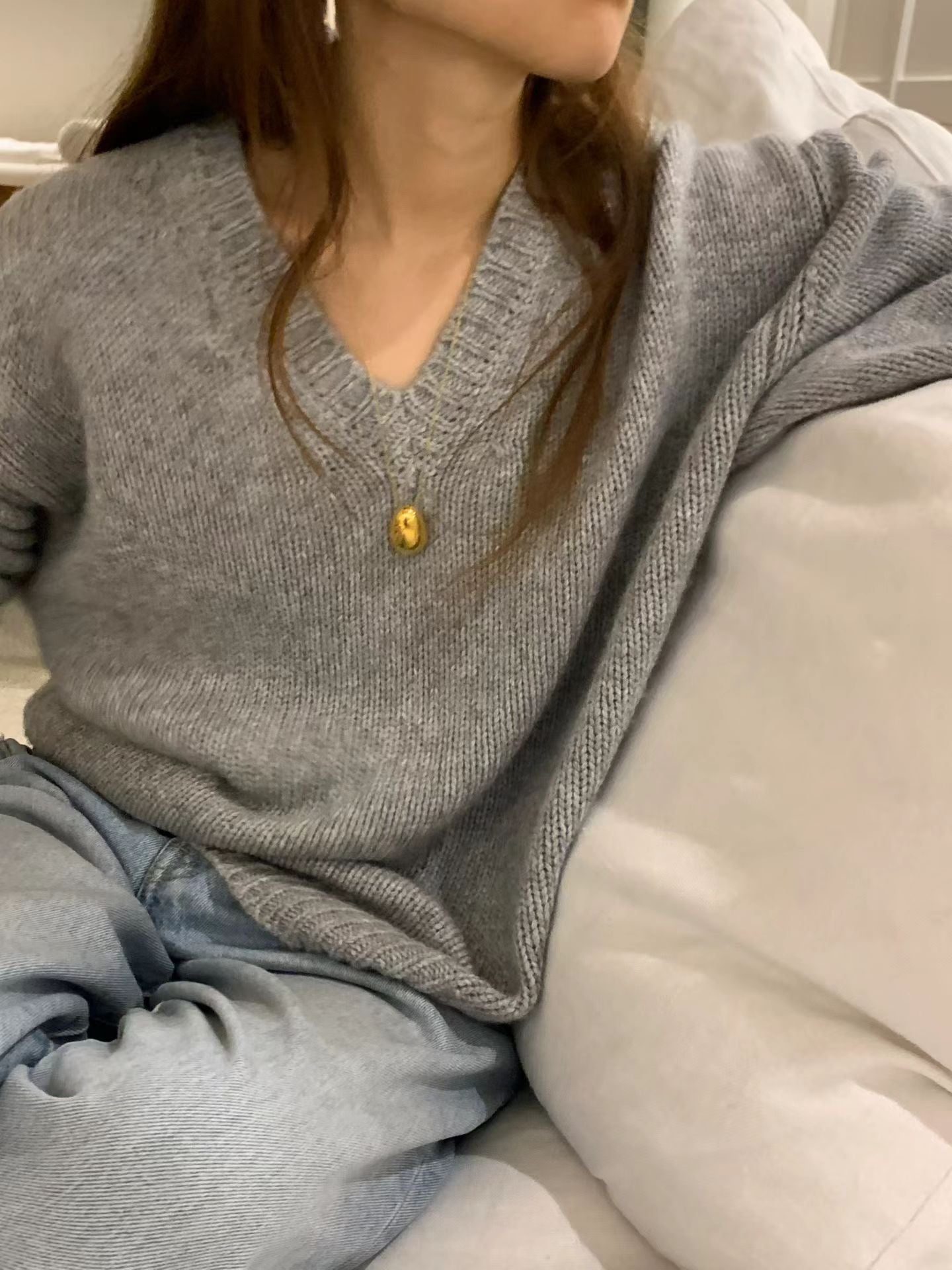 Ounce ron v neck knit-2col