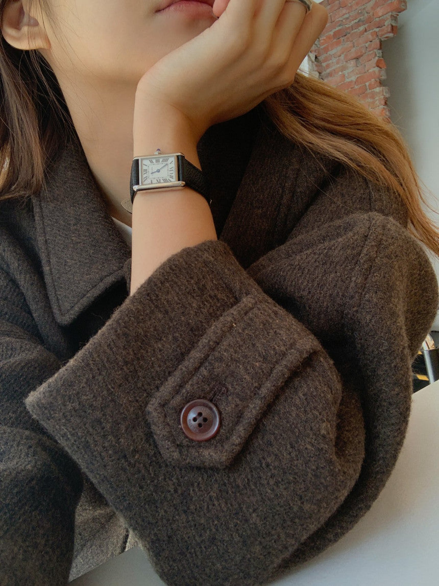 Luce wool twill melange coat-2col