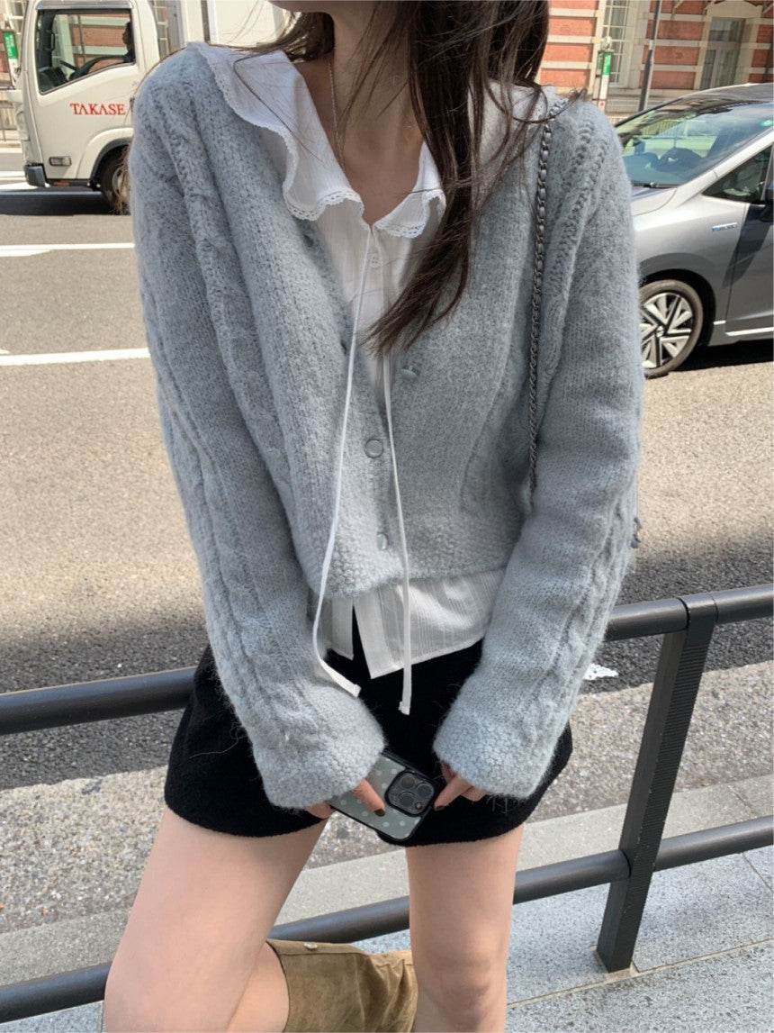 Powder cable cardigan-3col