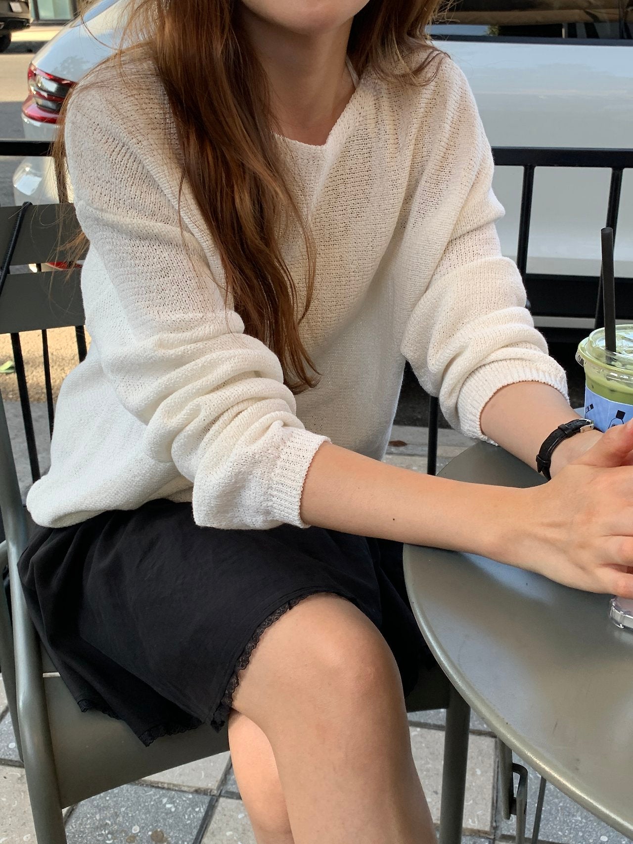 Sia paper boat-neck box knit-2col