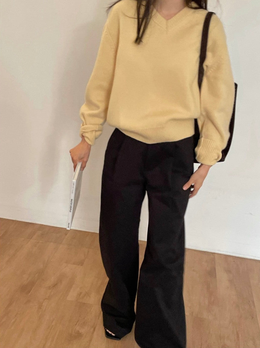 Haus geelong wool v-neck knit-3col
