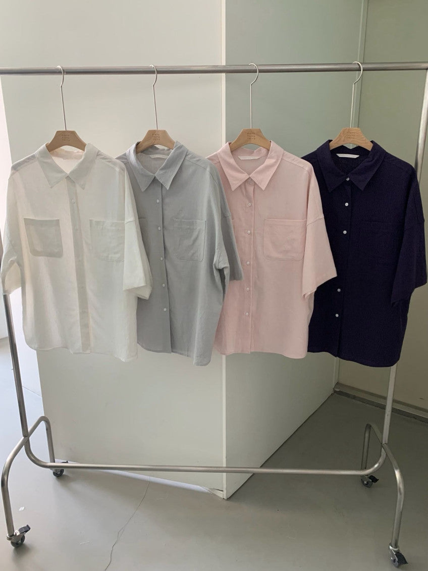 boy fit linen shirt-4col