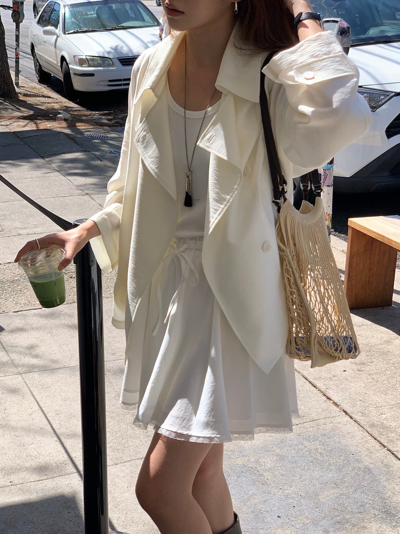 Michel soft short trench jacket-2col