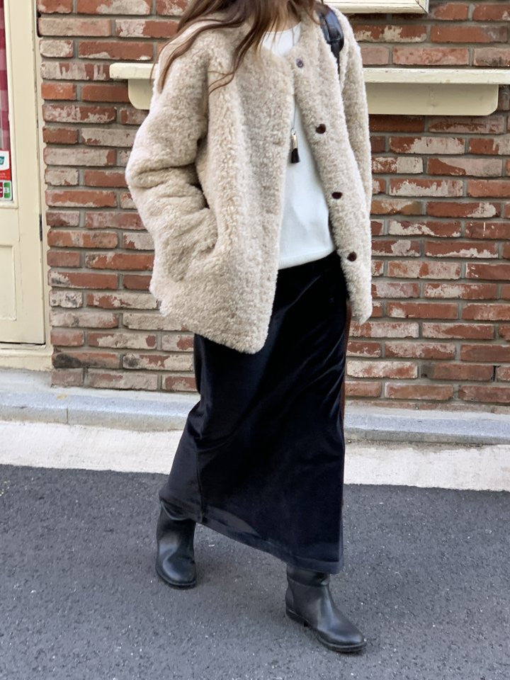 Lozan round neck fur jacket