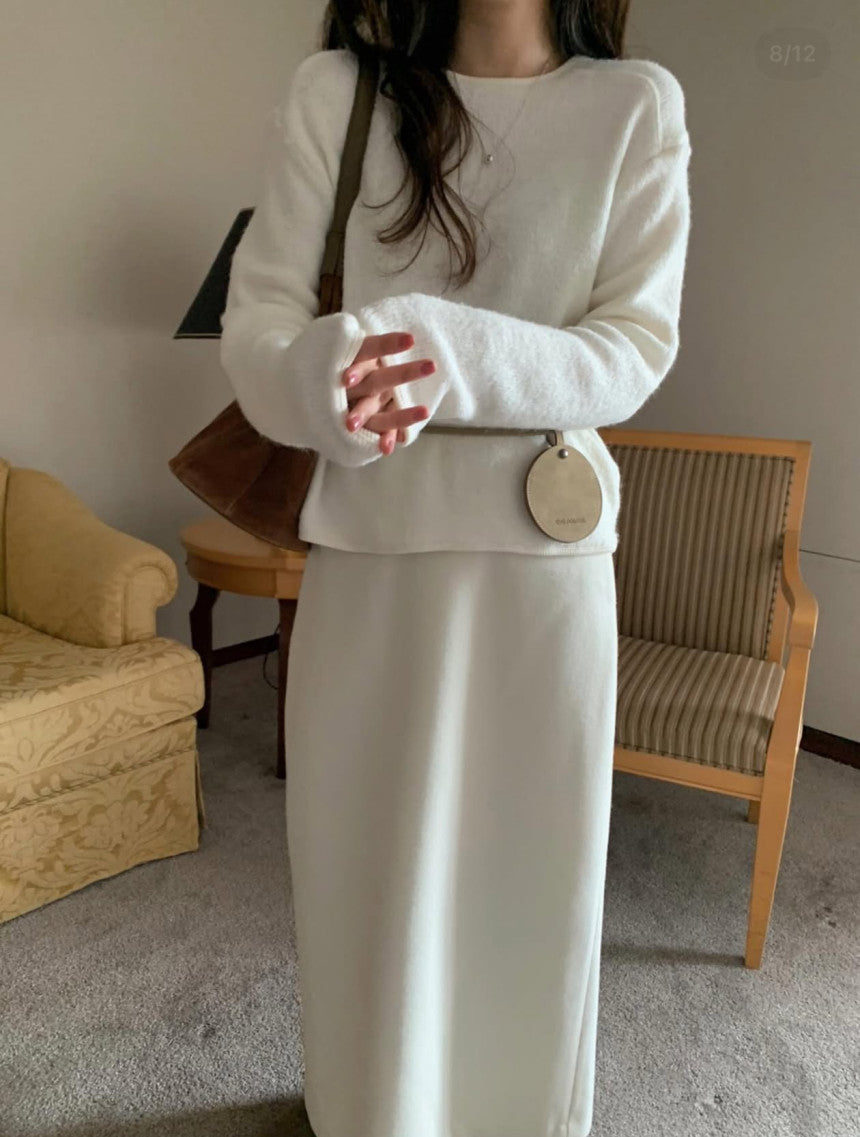 wool back open skirt-3col