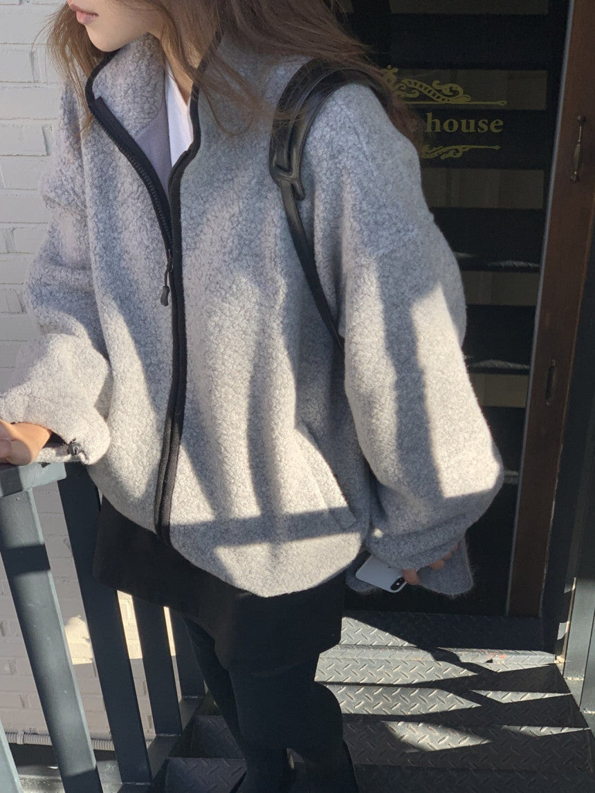 Cris fine wool dumble zip up jumper-3col