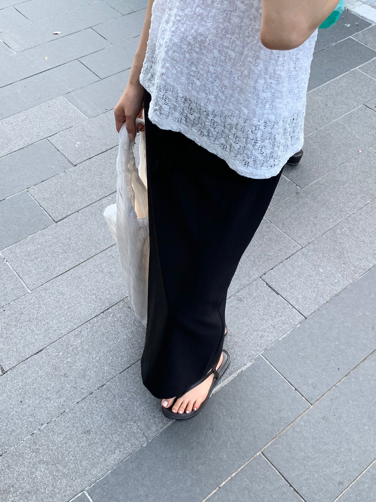 Usual silky skirt-2col