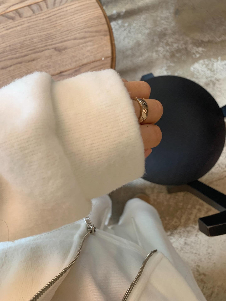 liter pony wool hood zip up-2col