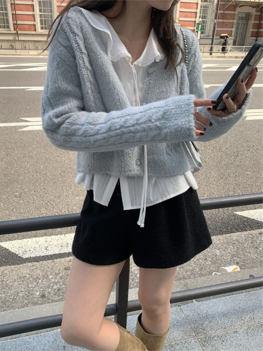 Powder cable cardigan-3col