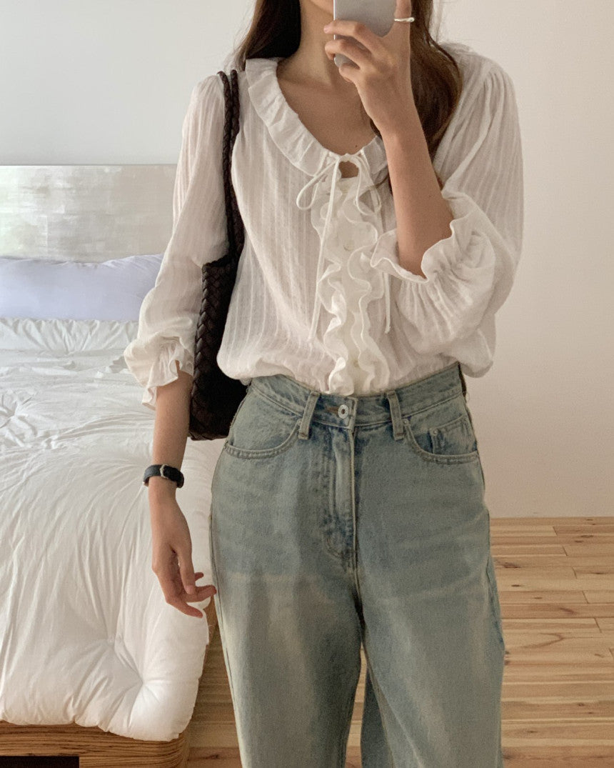 Riel ruffle blouse-2col