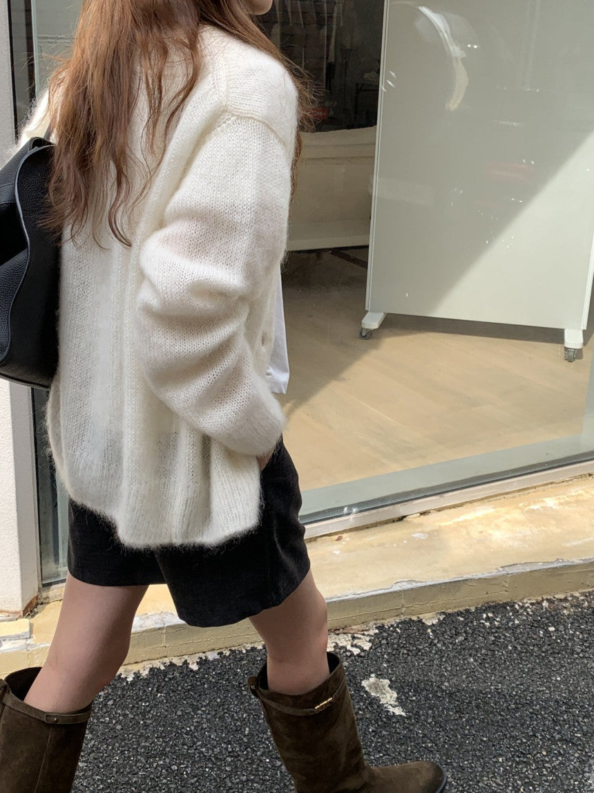 Amelie brushed mohair cardigan-2col