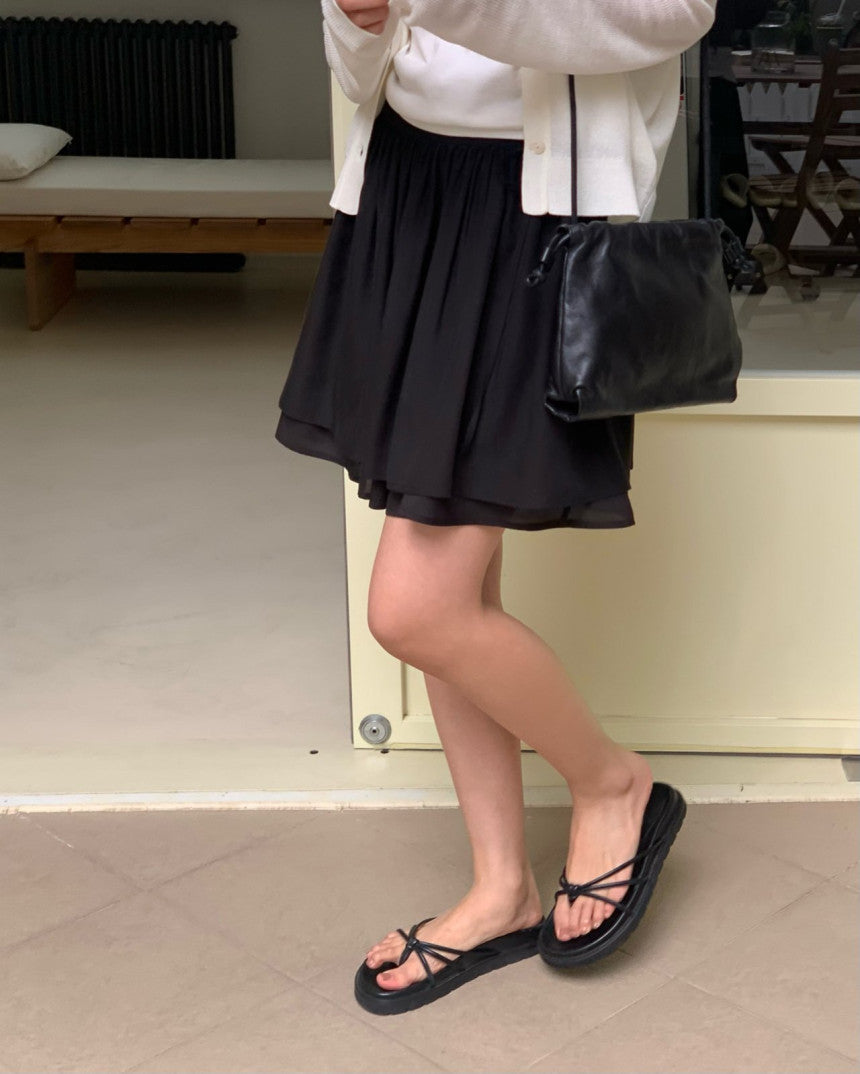 Sally layered tencel short skirt-2col