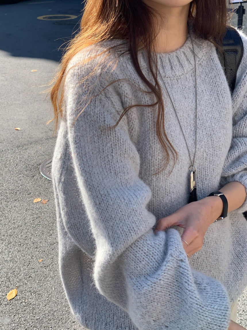 balloon alpaca oversize pullover knit-3col