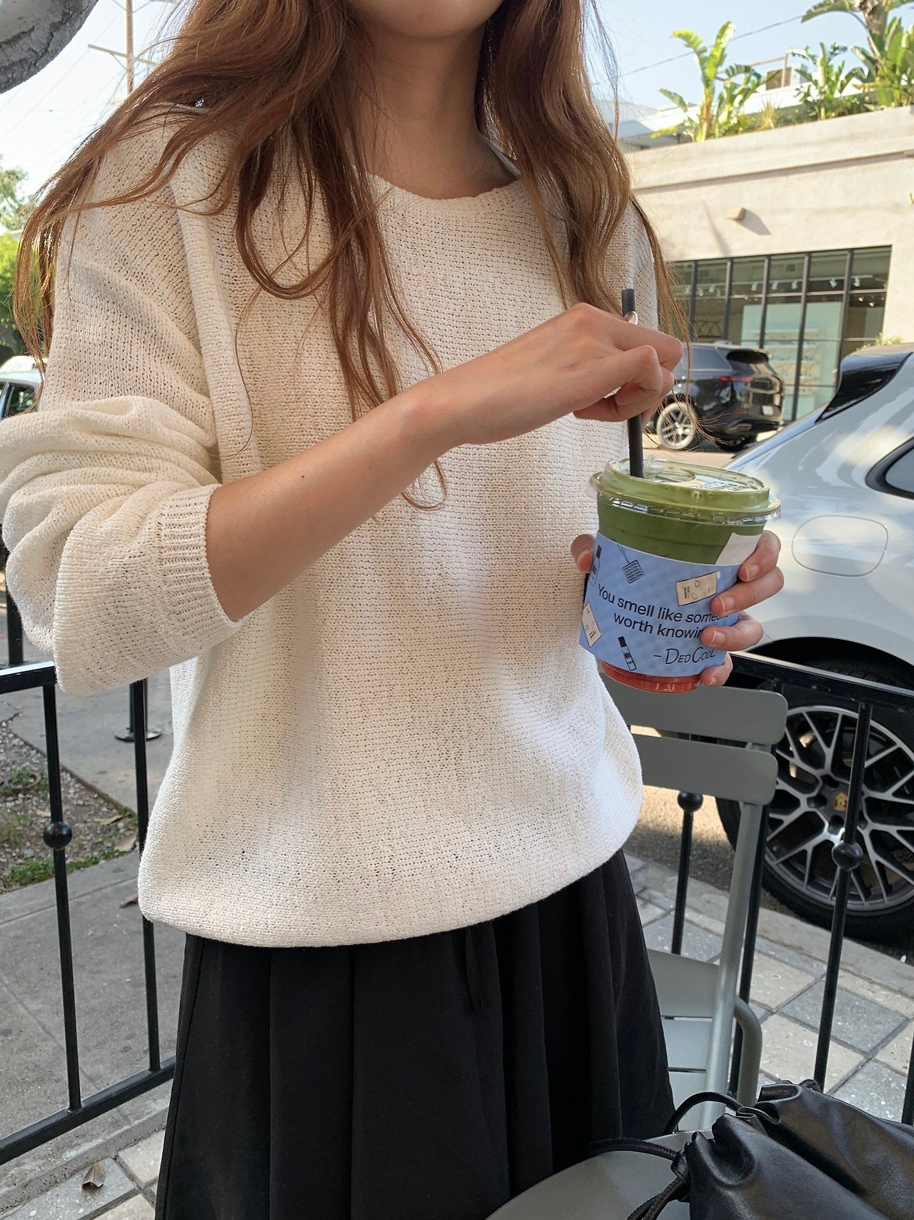 Sia paper boat-neck box knit-2col