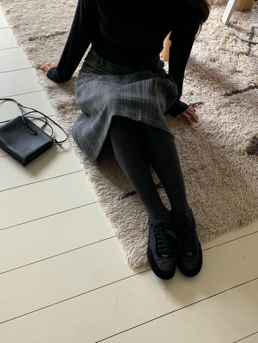 weev check wool skirt