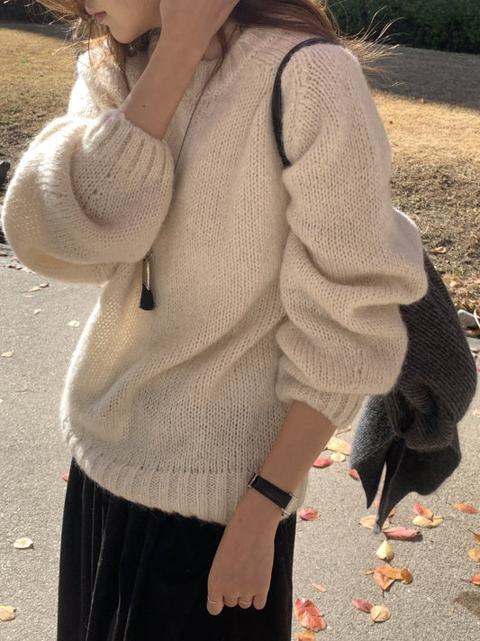 balloon alpaca oversize pullover knit-3col