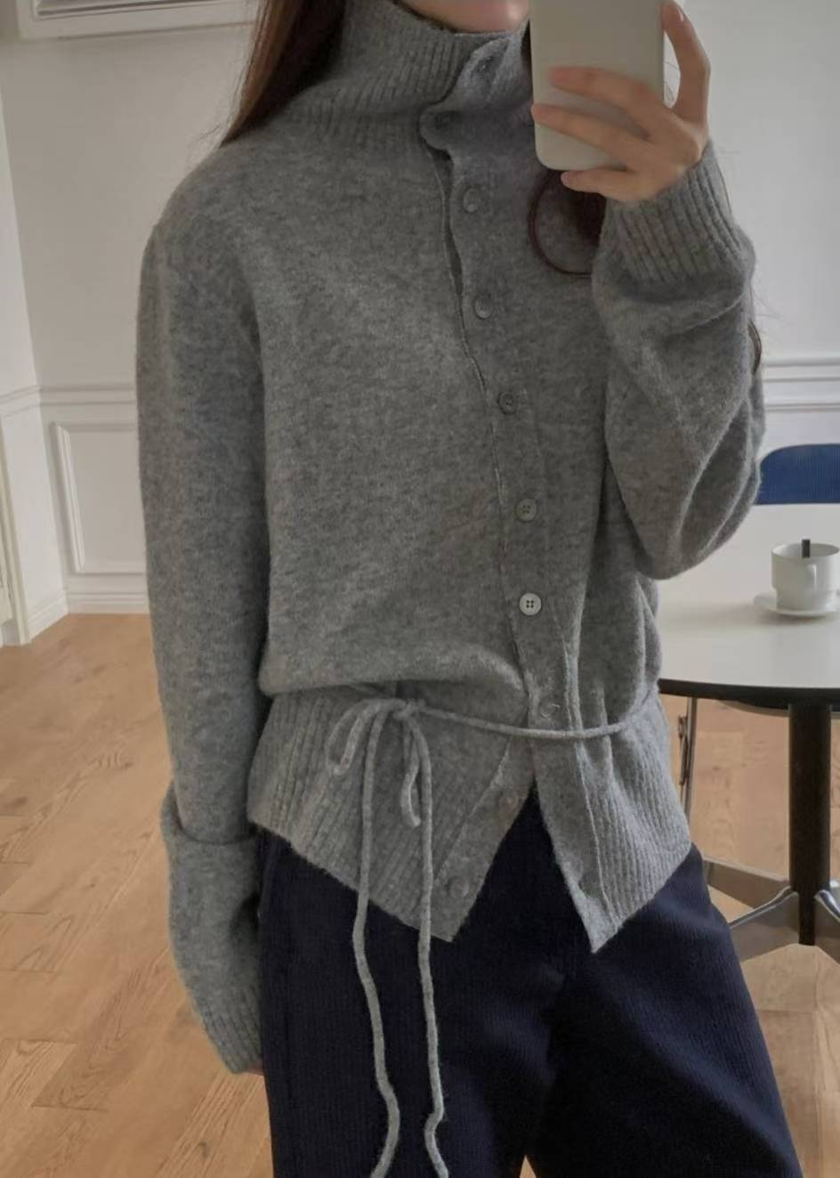 polo rope cardigan-3col