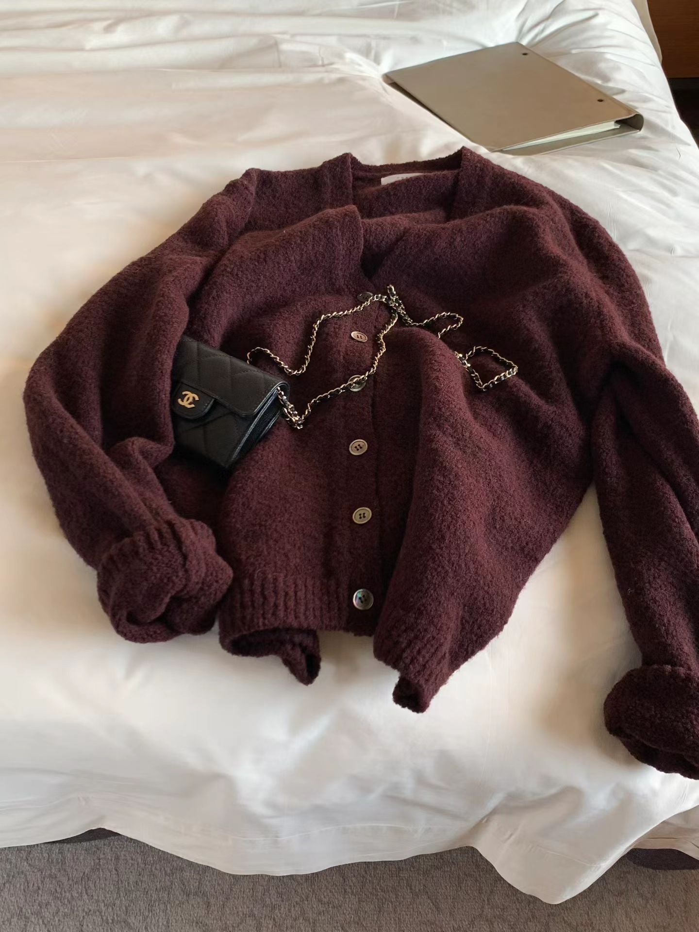 Ounce bokashi wool boucle cardigan-2col