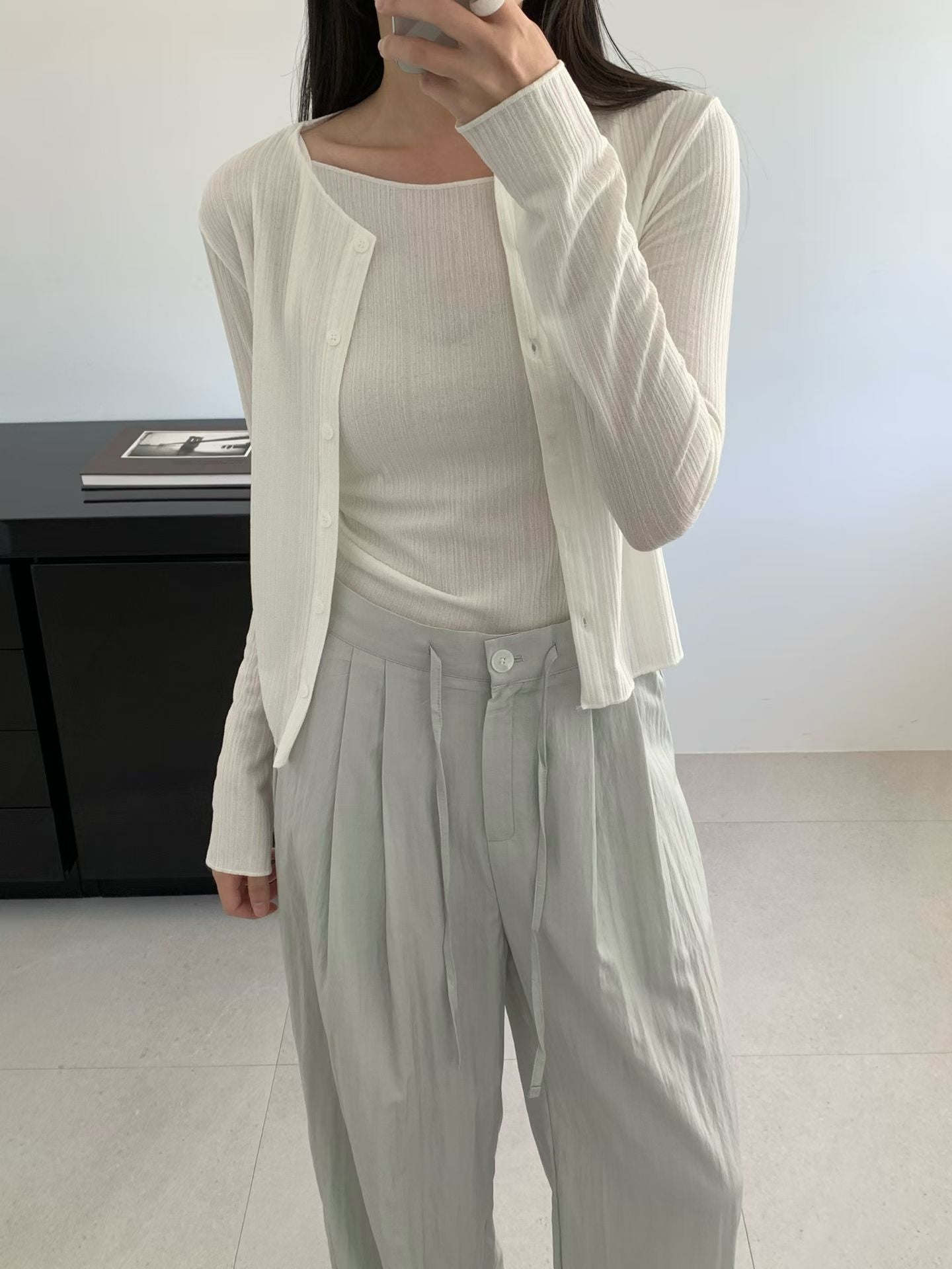 Very sleeveless&cardigan set-2col