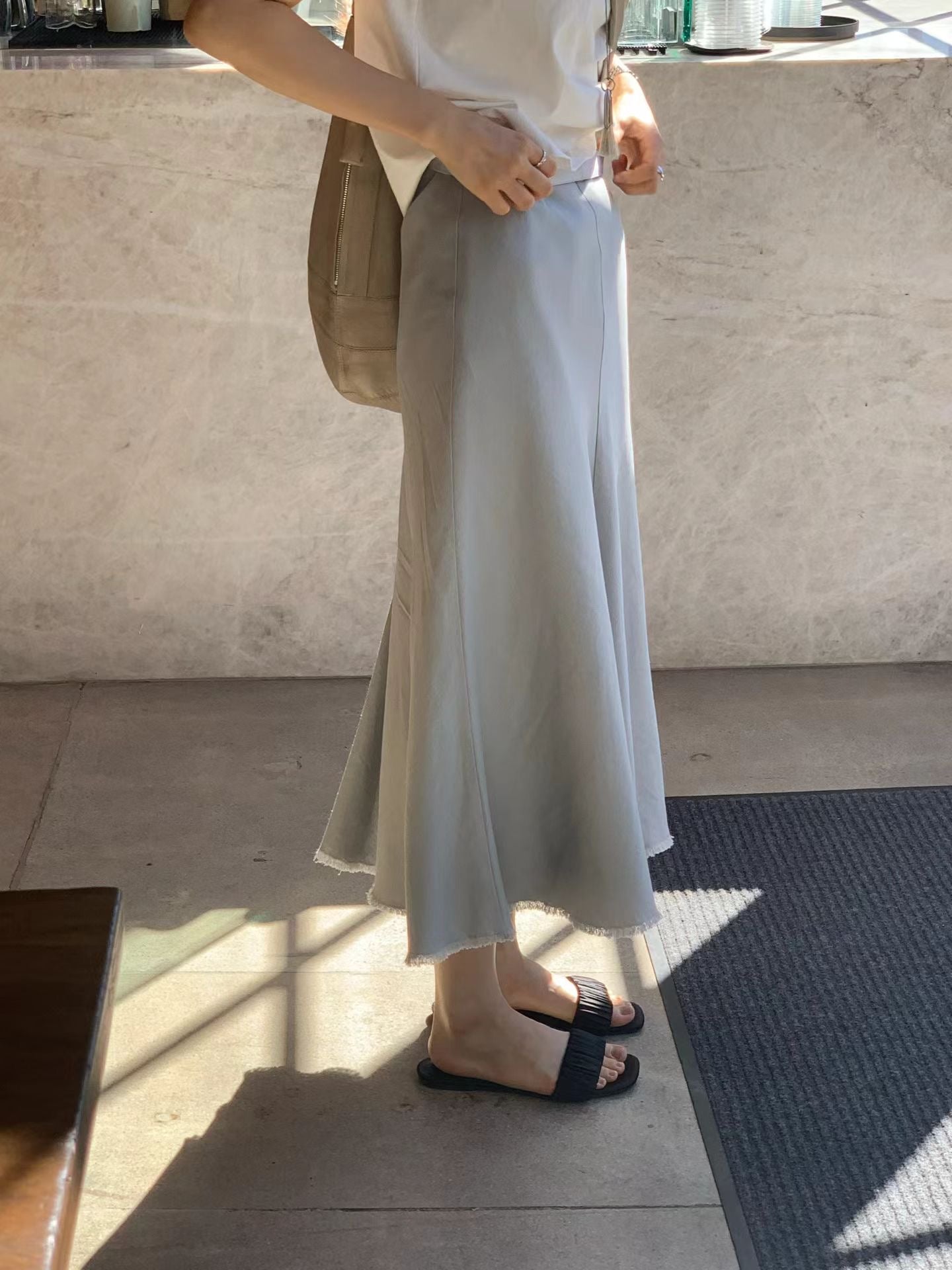 Ounce linen fringe skirt-2col