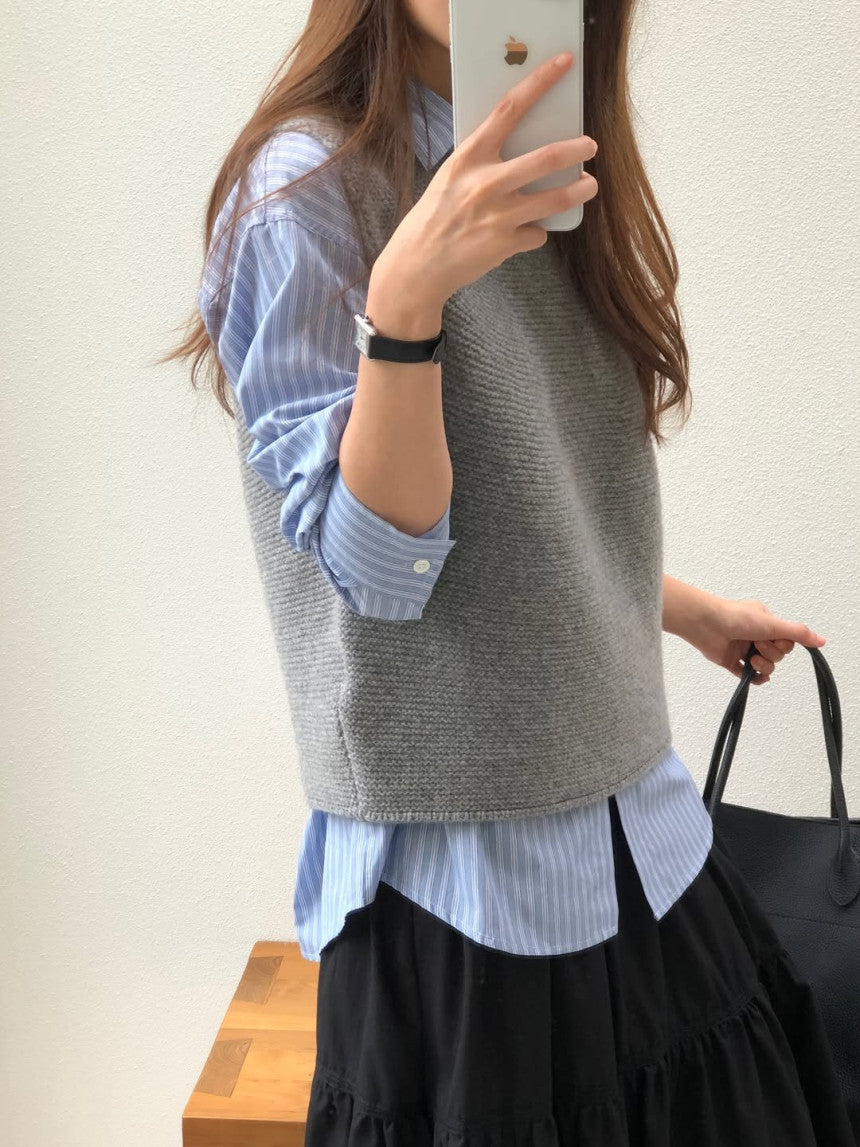 Corben wool knit vest-3col