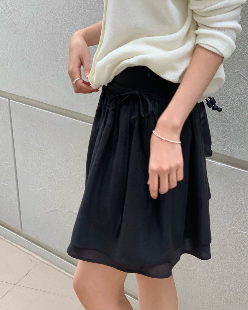 Sally layered tencel short skirt-2col
