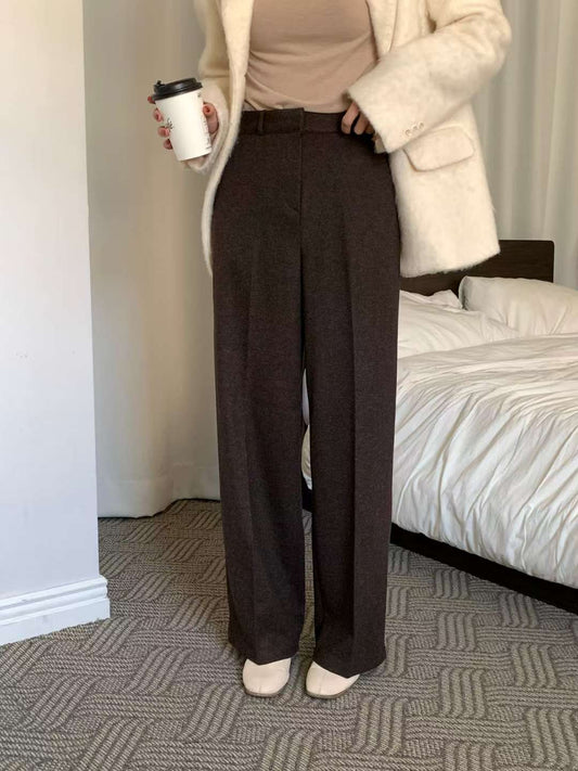 wool semi-wide slacks-3col/ショート丈あり