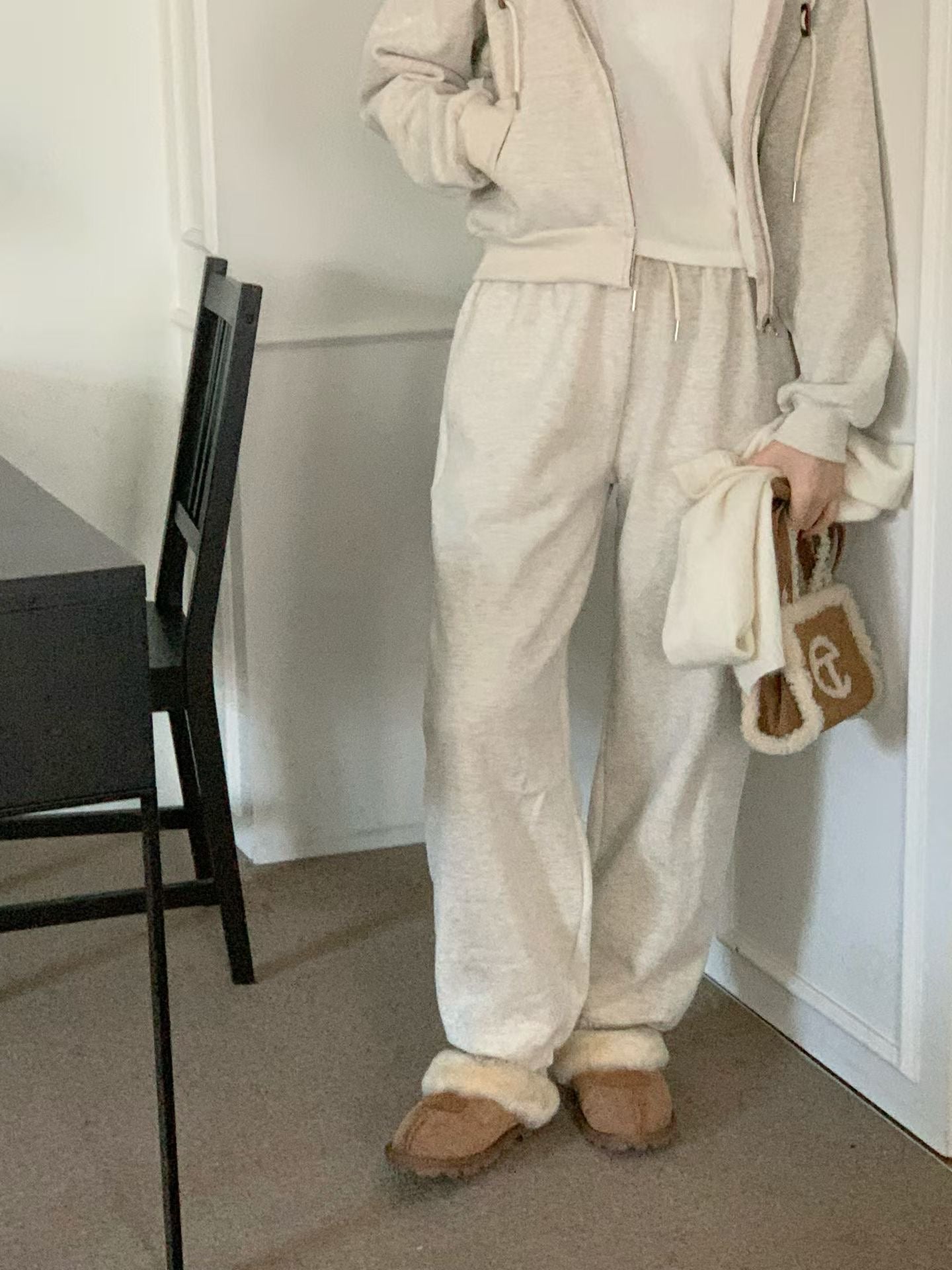 slow gimo joggerpants&hood zip up-4col