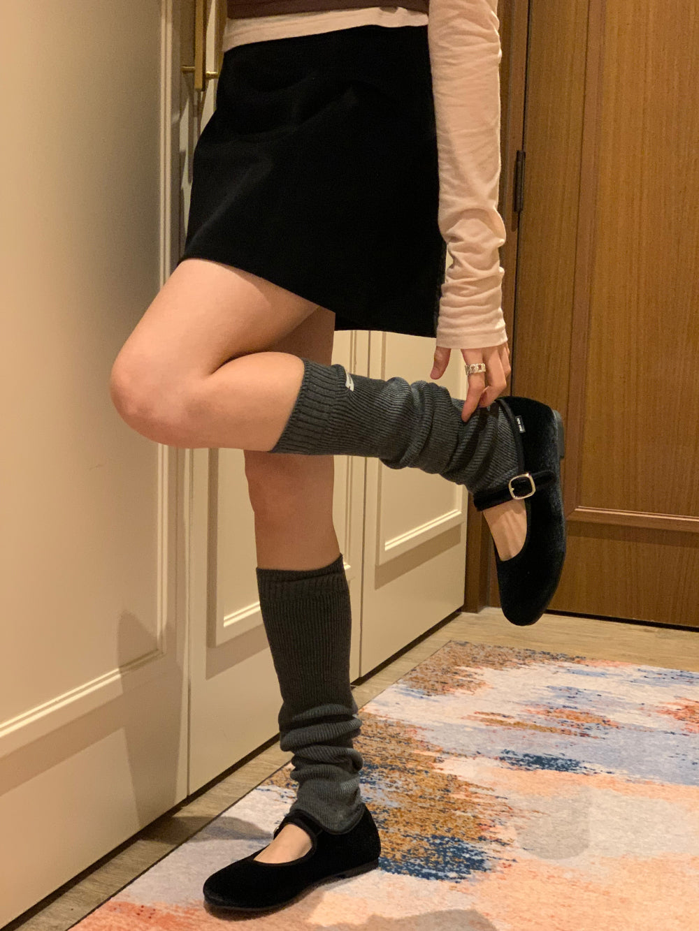 gimo suede lining skirt-2col