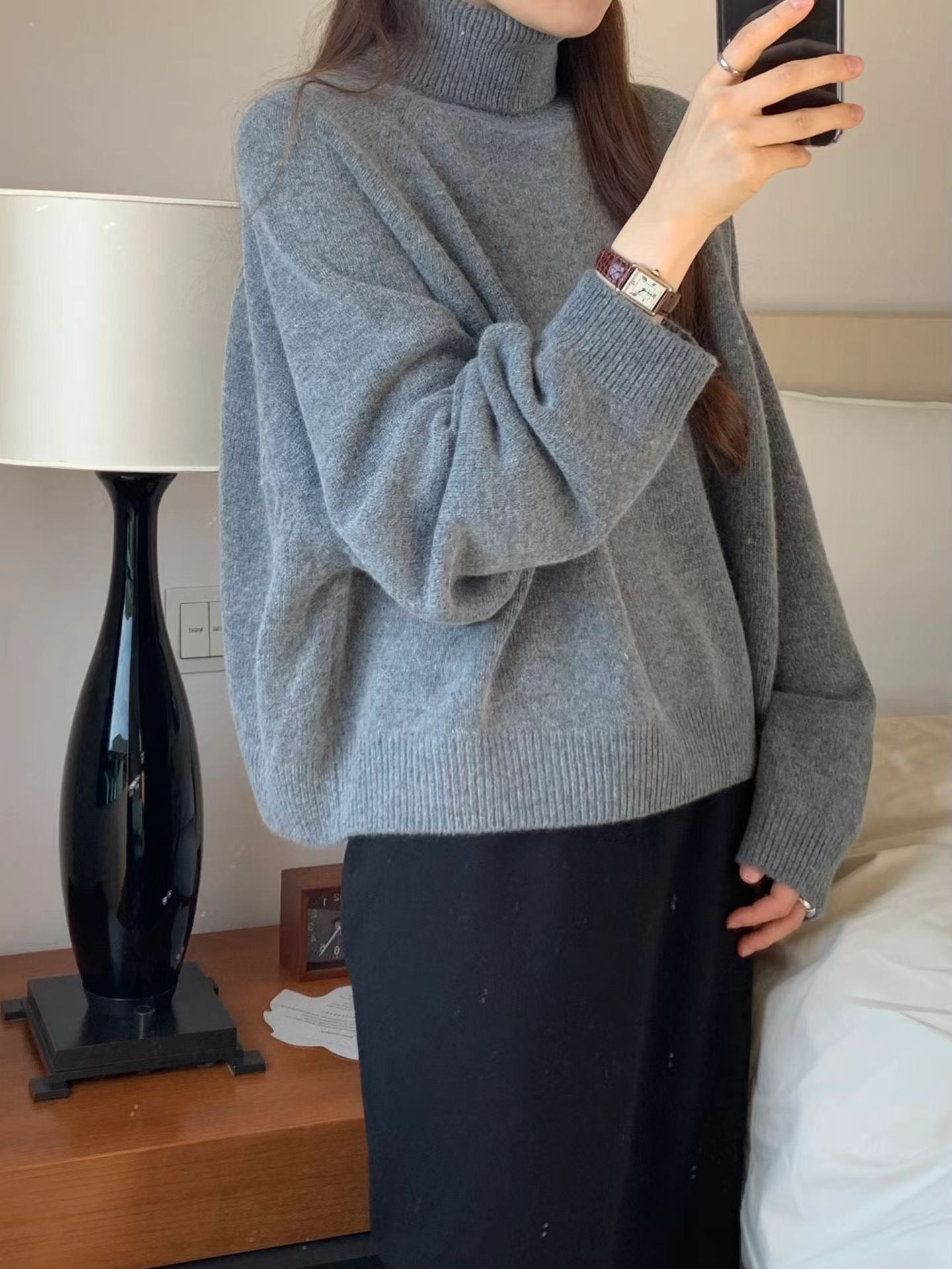 Ounce cash raglan turtleneck knit-3col