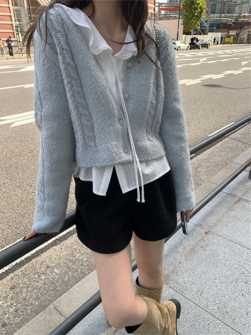 Powder cable cardigan-3col