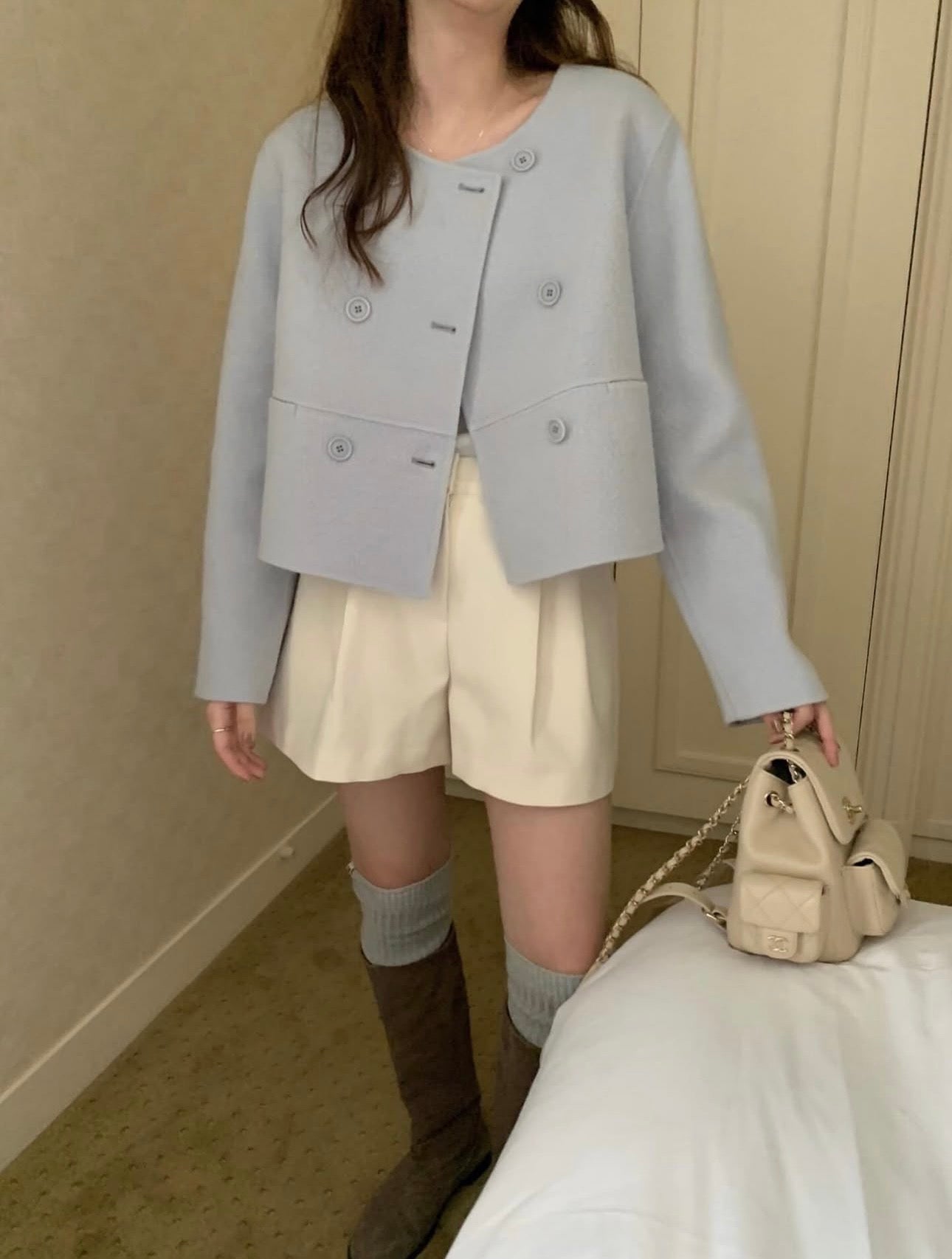 Mini short double handmade coat-3col