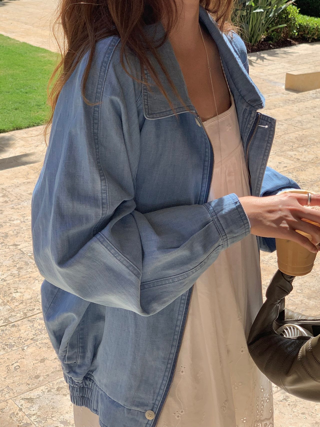 Eloi washed linen denim blouson