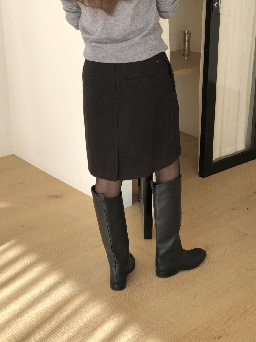 Luze wool midi skirt-2col