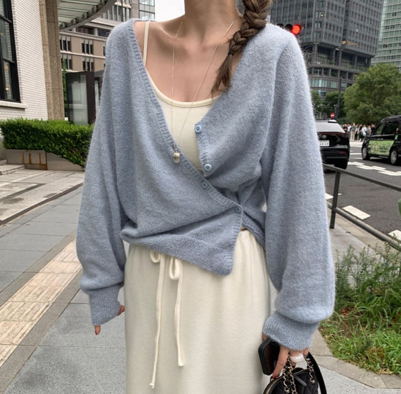 Standing wrap cardigan-3col