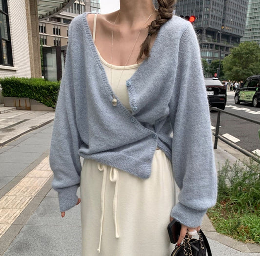 Standing wrap cardigan-3col