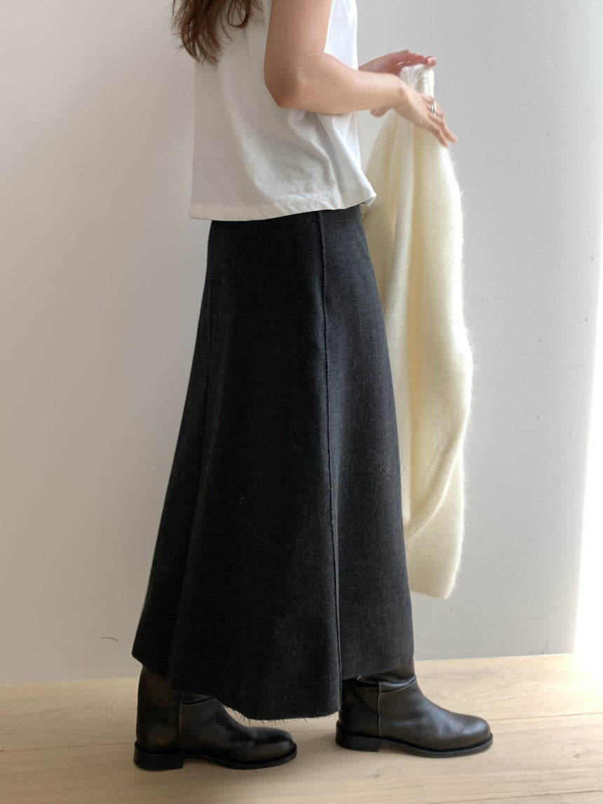 Mone wool flare skirt-2col